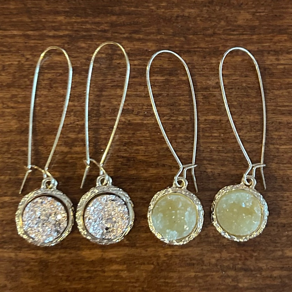 Simulated Druzy Earrings - 2 Pairs